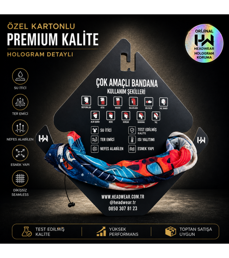 Pro Series Unisex Neck Gaiter Bandana Boyunluk – Ultra Hafif, Nefes Alabilir Outdoor & Motosiklet Koruma (6’lı Paket) HDWR306