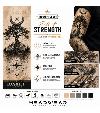 Roots of Strength™ Tactical Arm Sleeve Baskılı Kol Çorabı – 1 Düzine (12 Çift / Sağ & Sol Kol)