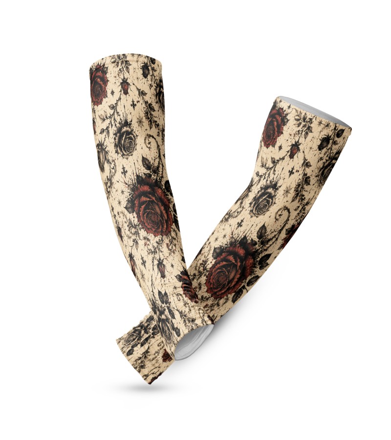 Vintage Rose Gothic Bloom Tactical Arm Sleeve Baskılı Kol Çorabı – 1 Düzine (12 Çift / Sağ & Sol Kol)