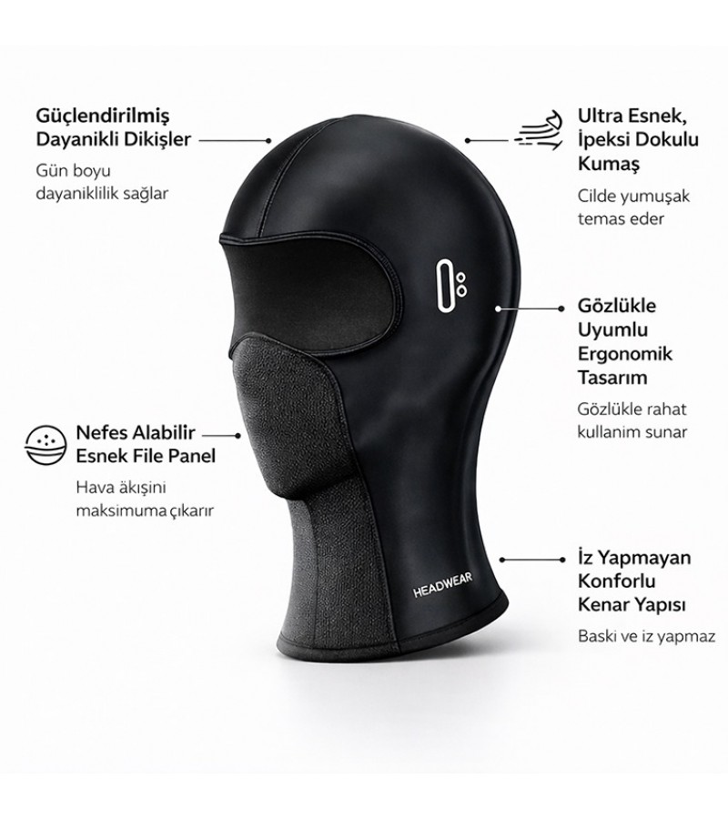 Headwear Premium Cool Touch Siyah Balaklava Headwear Premium Cool Touch Siyah Balaklava