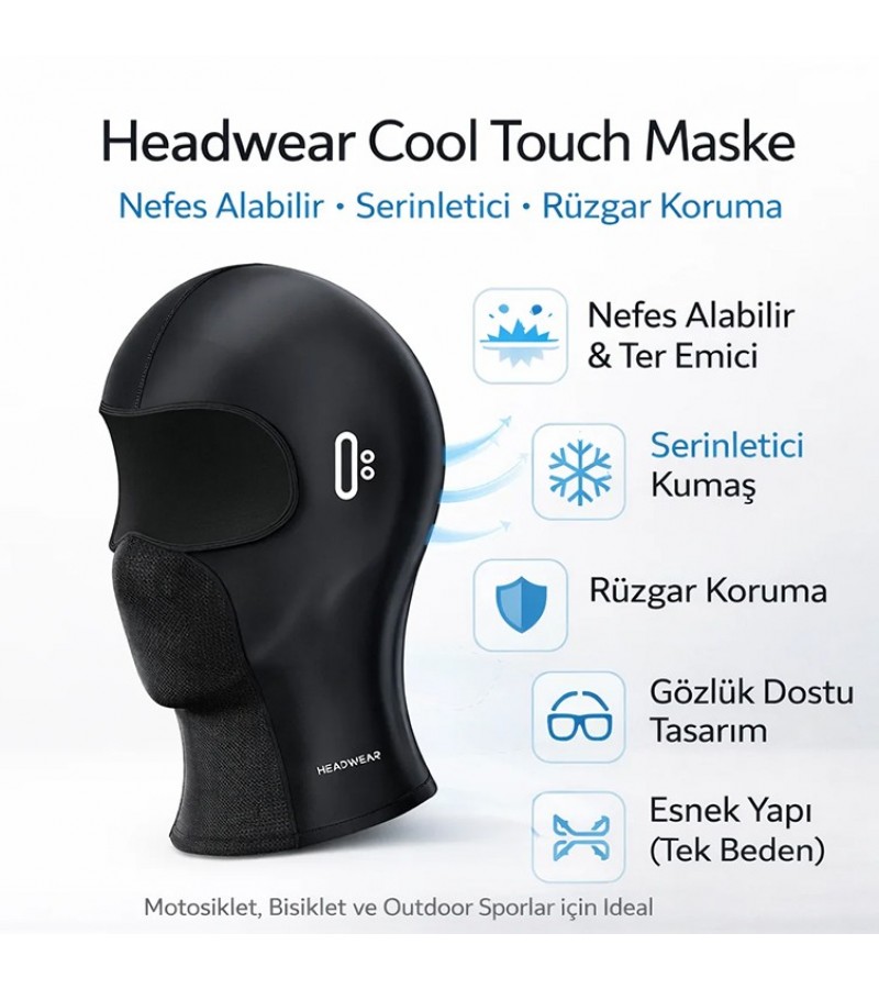 Headwear Premium Cool Touch Siyah Balaklava Headwear Premium Cool Touch Siyah Balaklava