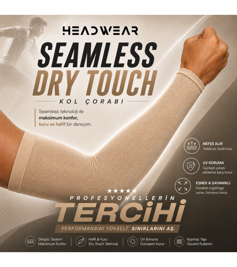 Dikişsiz Spor Kol Çorabı – Bej | Dry Touch Performance Series 10 Çift