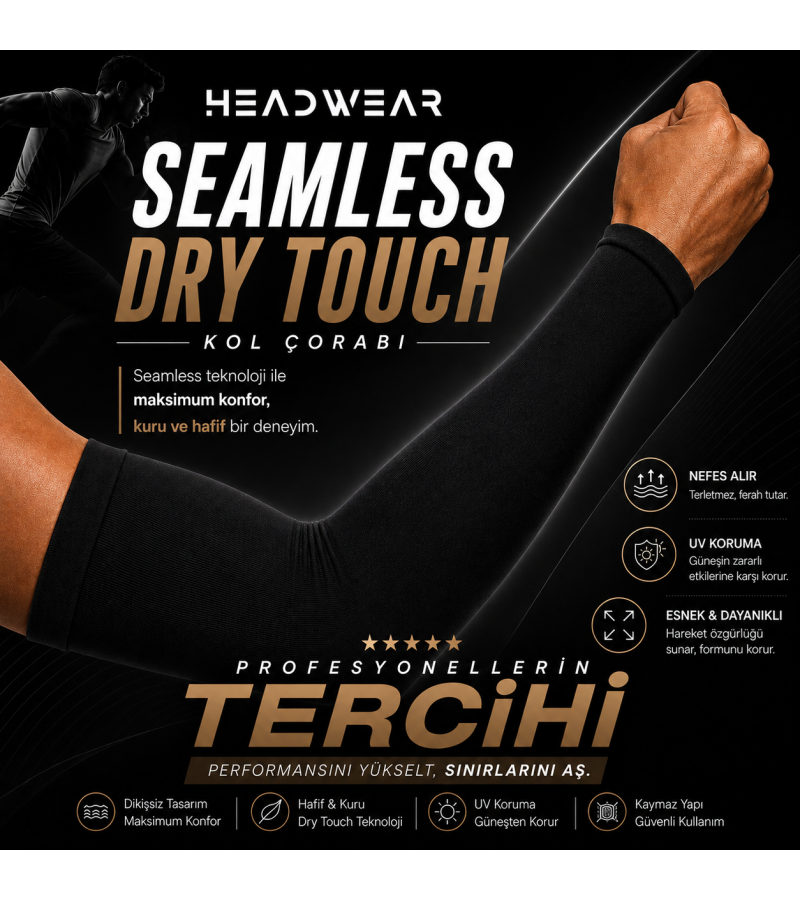 Dikişsiz Spor Kol Çorabı – Siyah | Dry Touch Performance Series 10 Çift